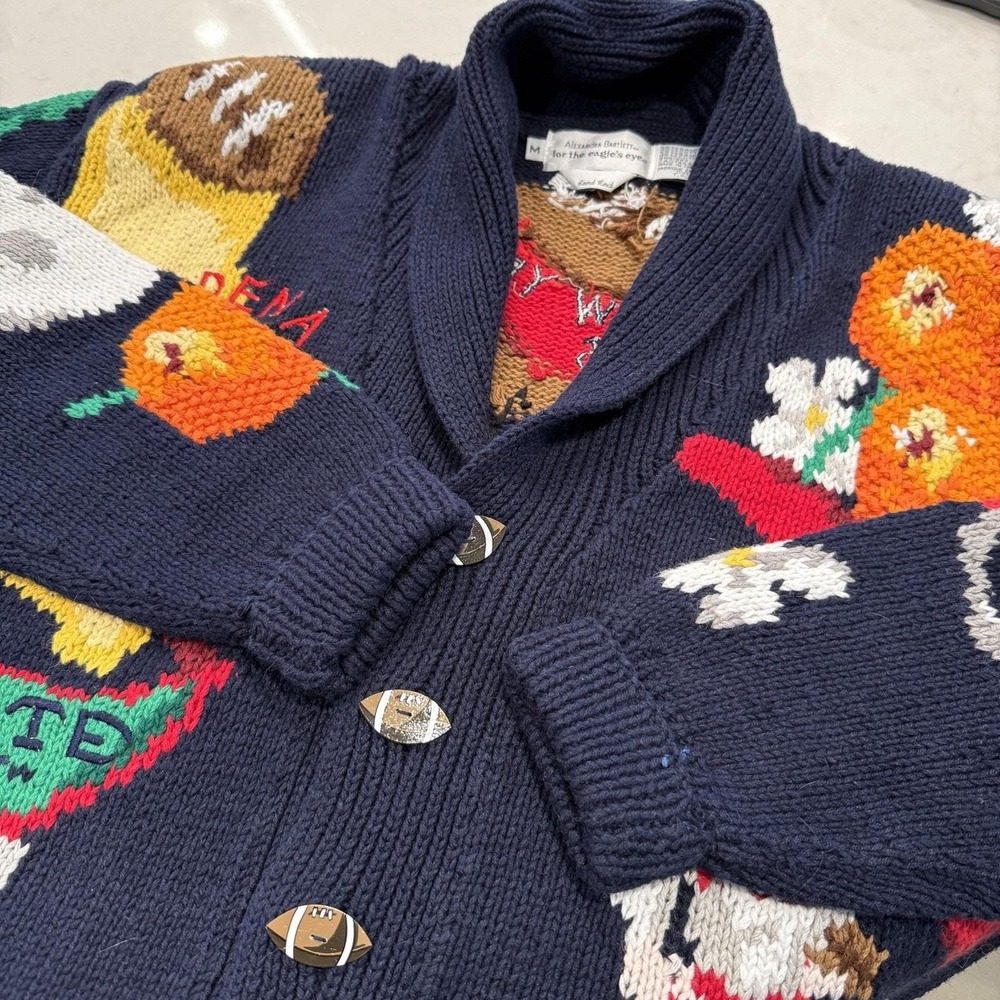 Alexandra Bartlett VTG Bowl Games Cardigan Womens MED Eagles Eye New Years